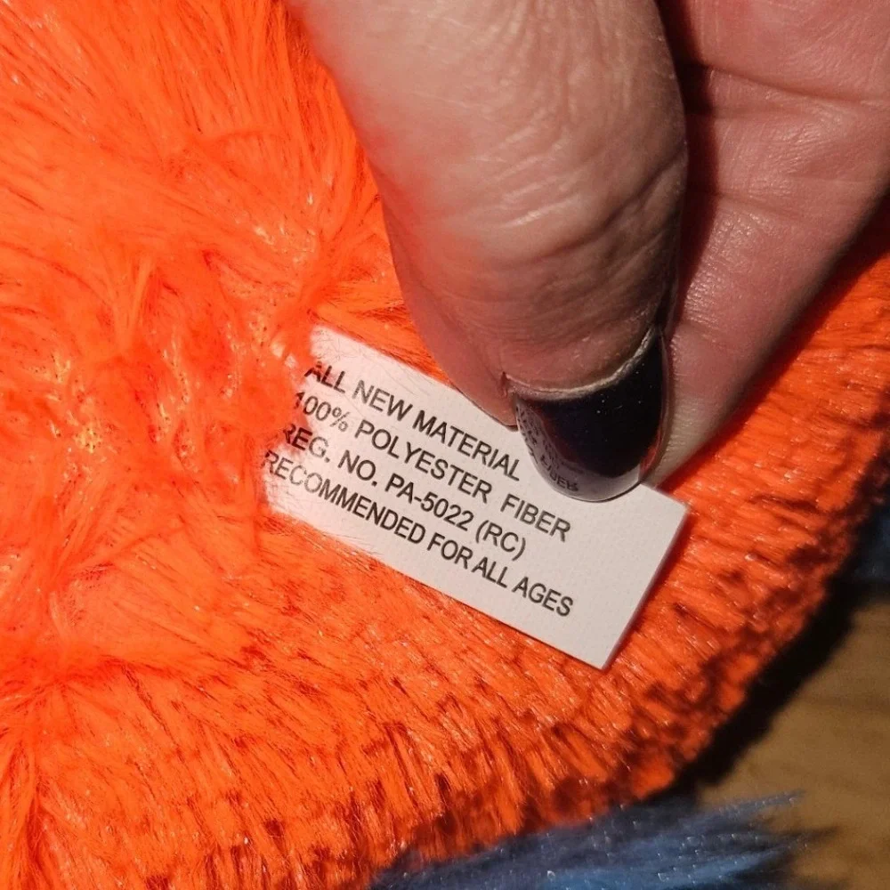 Midwood Brands One Eyed Monster Plush Orange Blue Shaggy Faux Fur Stuffed Toy